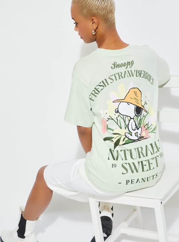ALAYA F X URB_N Women Peanuts Print Oversized T-shirt