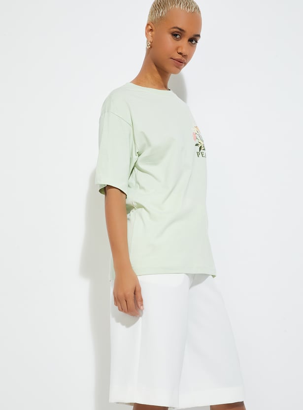 ALAYA F X URB_N Women Peanuts Print Oversized T-shirt