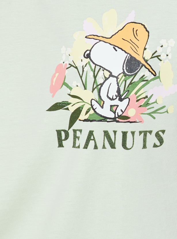 ALAYA F X URB_N Women Peanuts Print Oversized T-shirt