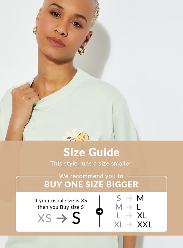 ALAYA F X URB_N Women Peanuts Print Oversized T-shirt