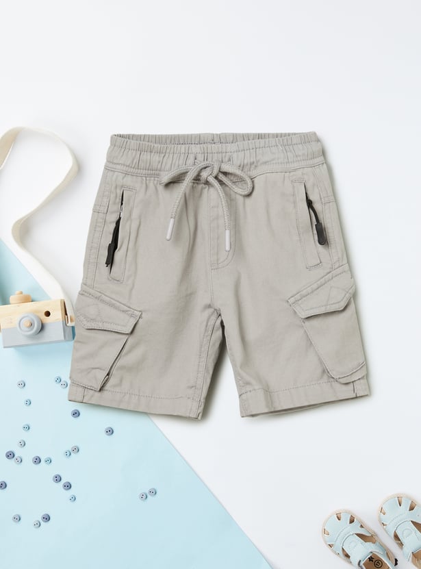 Boys Solid Cargo Shorts