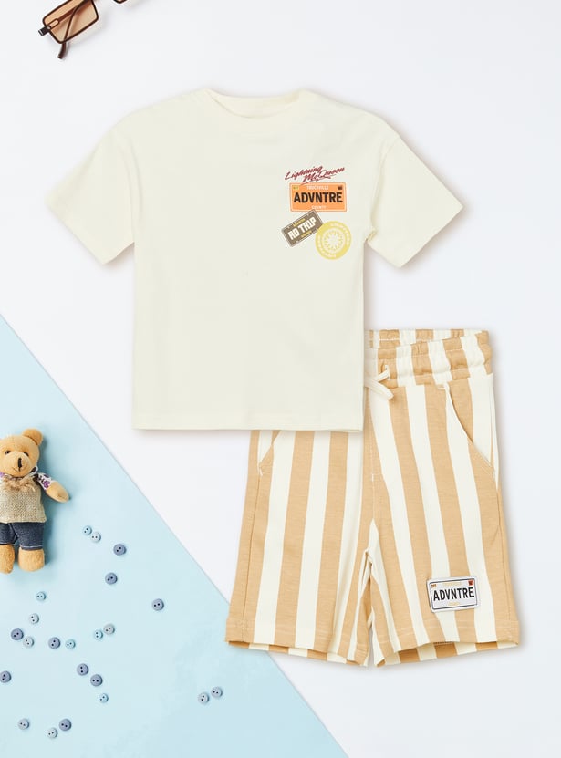 Boys Cars Print Shorts Set