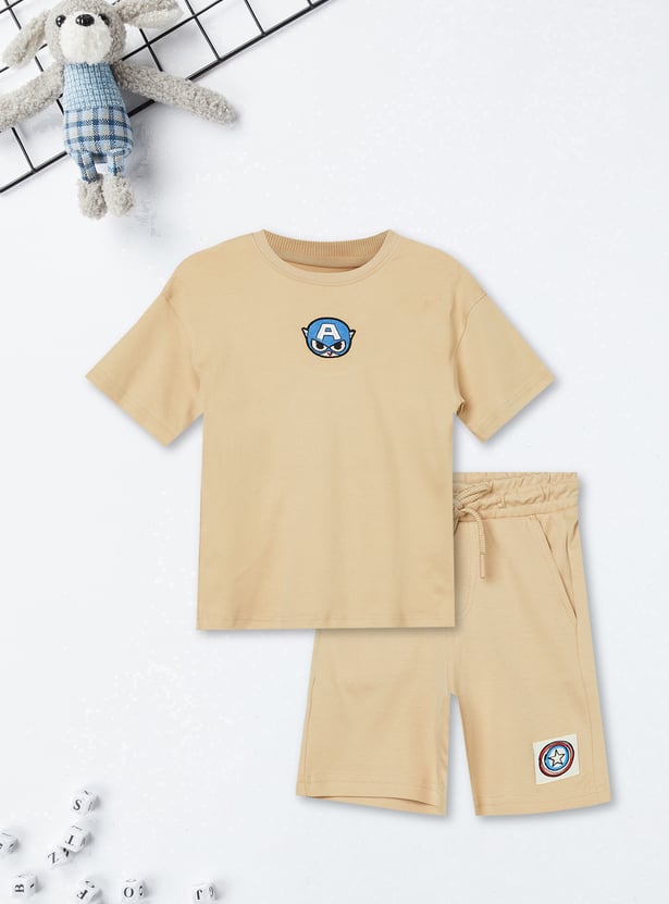 Boys Captain America Shorts Set