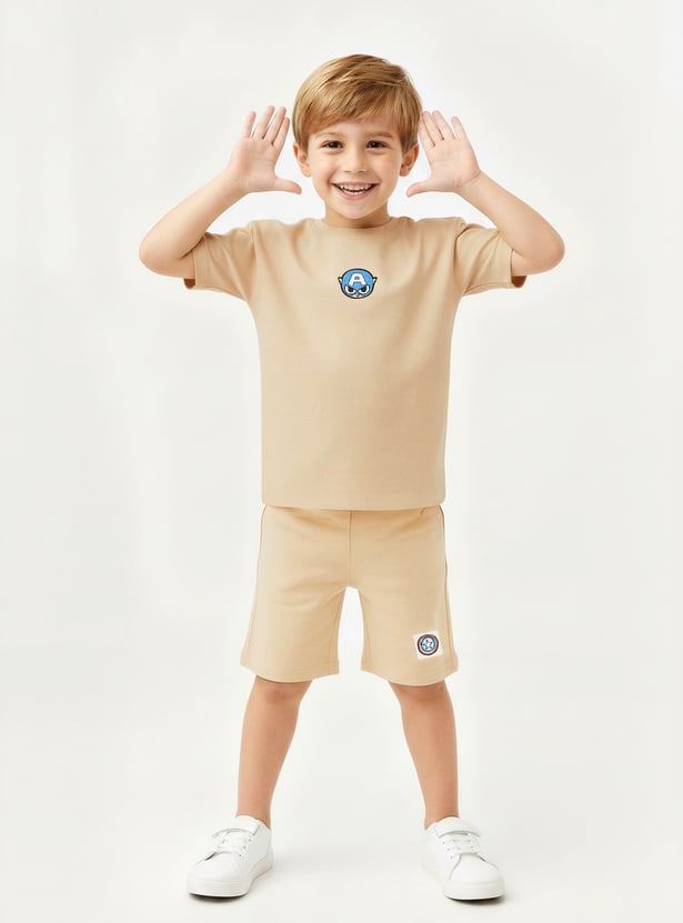 Boys Captain America Shorts Set