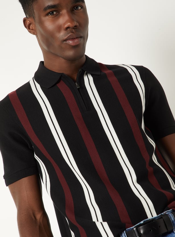 Men Striped Polo T-shirt