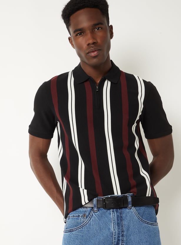 Men Striped Polo T-shirt