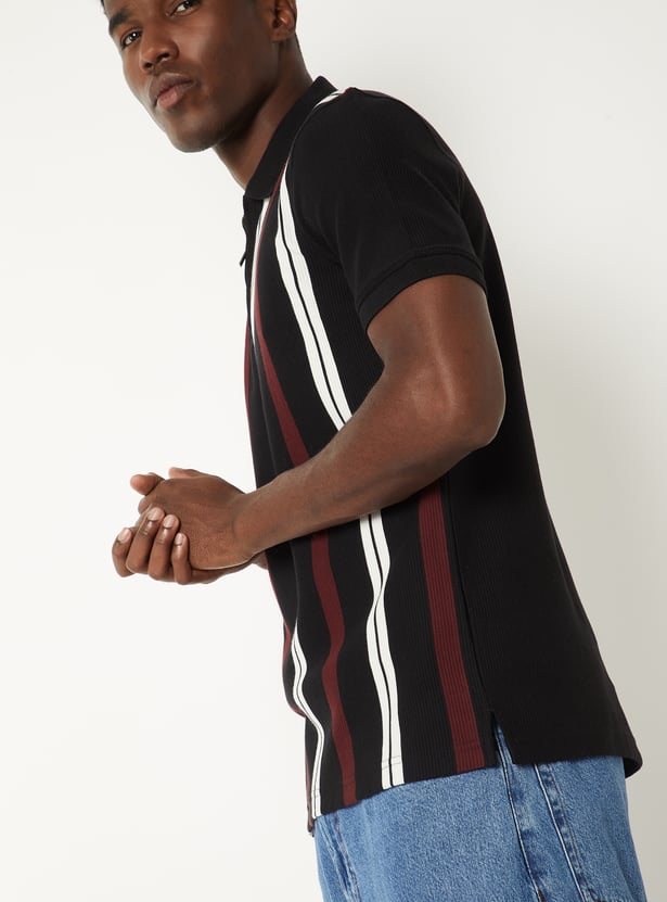 Men Striped Polo T-shirt