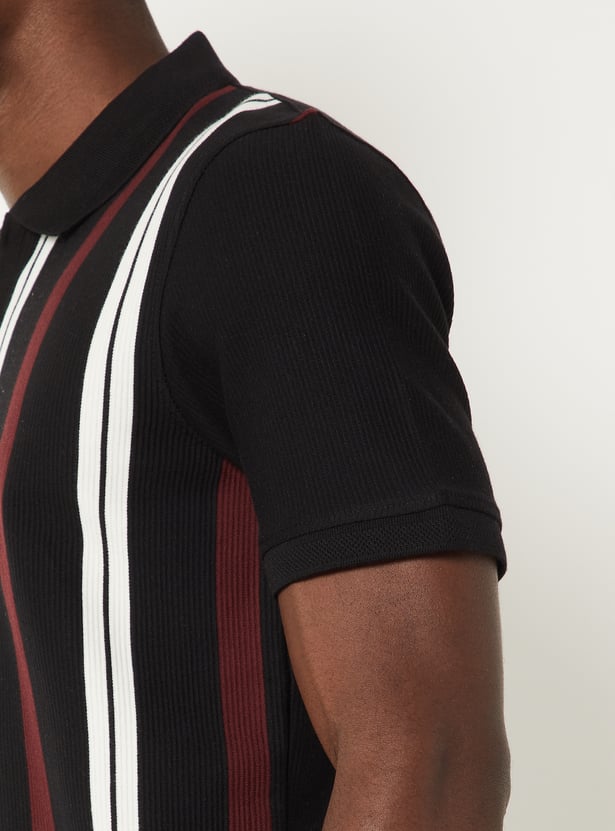 Men Striped Polo T-shirt