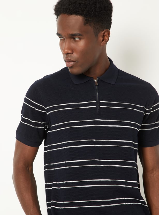 Men Striped Polo T-shirt