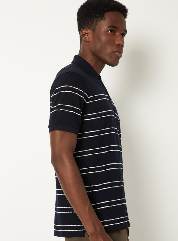 Men Striped Polo T-shirt