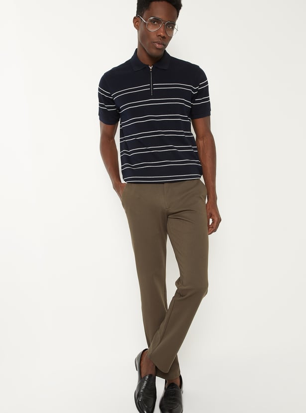 Men Striped Polo T-shirt