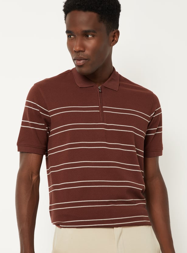 Men Striped Polo T-shirt