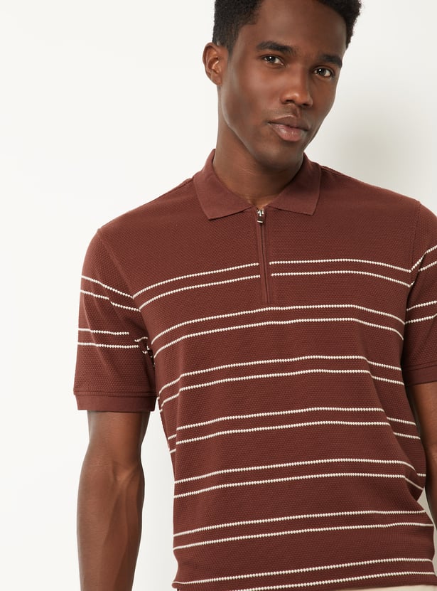 Men Striped Polo T-shirt