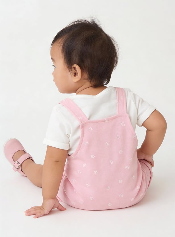 Girls Applique Dungaree with T-shirt