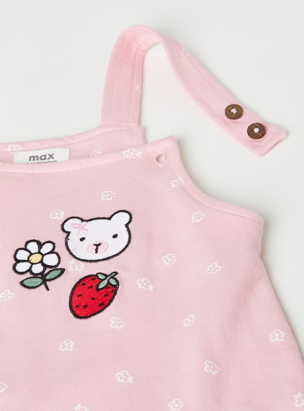 Girls Applique Dungaree with T-shirt