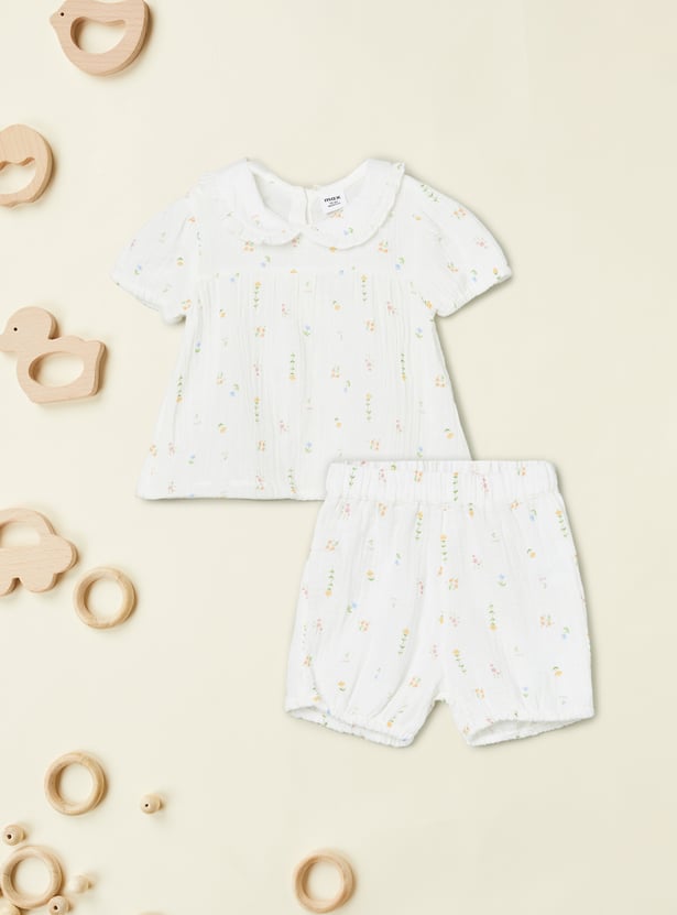 Girls Printed Shorts Set