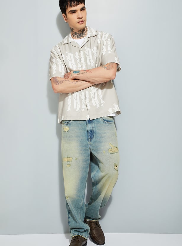 URB_N Men Printed Relaxed Fit Resort Shirt