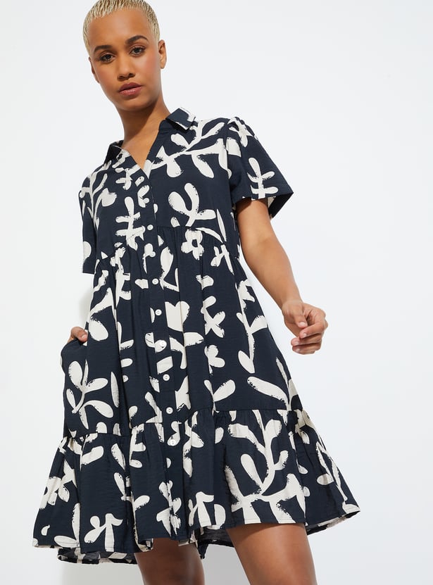 ALAYA F x URB_N Women Printed Fit & Flare Shirt Dress