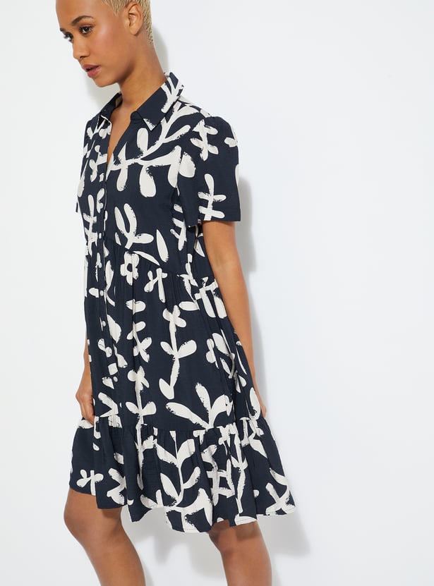 ALAYA F x URB_N Women Printed Fit & Flare Shirt Dress