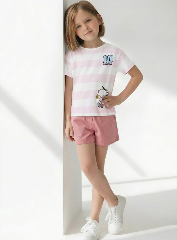 Girls Peanuts Print T-shirt