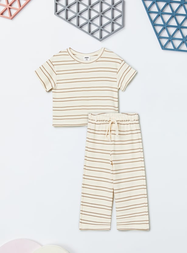 Girls Striped Shorts Set