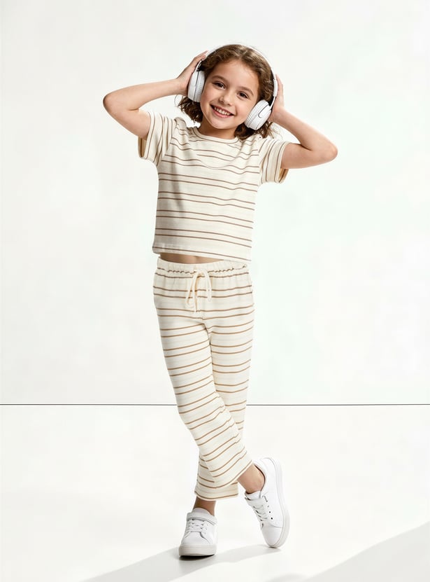 Girls Striped Shorts Set