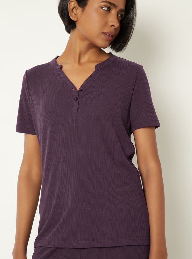 Women Textured PJ Set