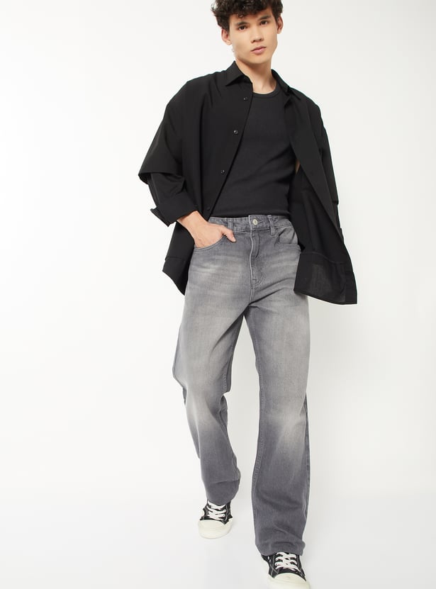 Men Washed Straight Fit Jeans