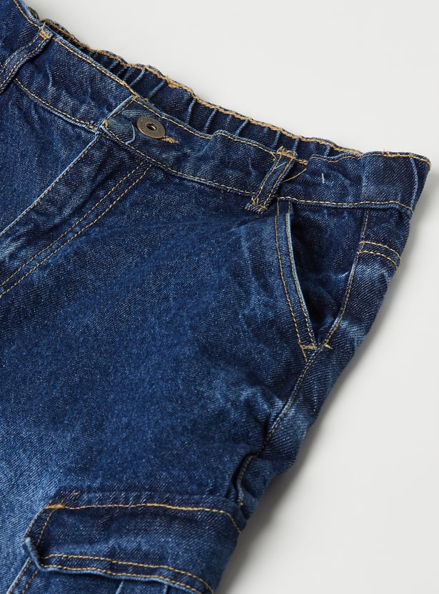 Boys Washed Loose Fit Cargo Jeans