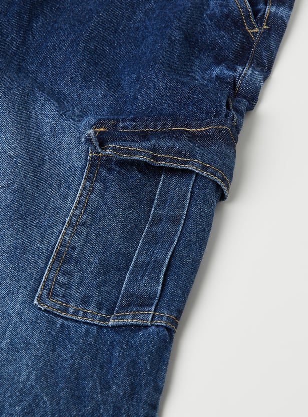 Boys Washed Loose Fit Cargo Jeans