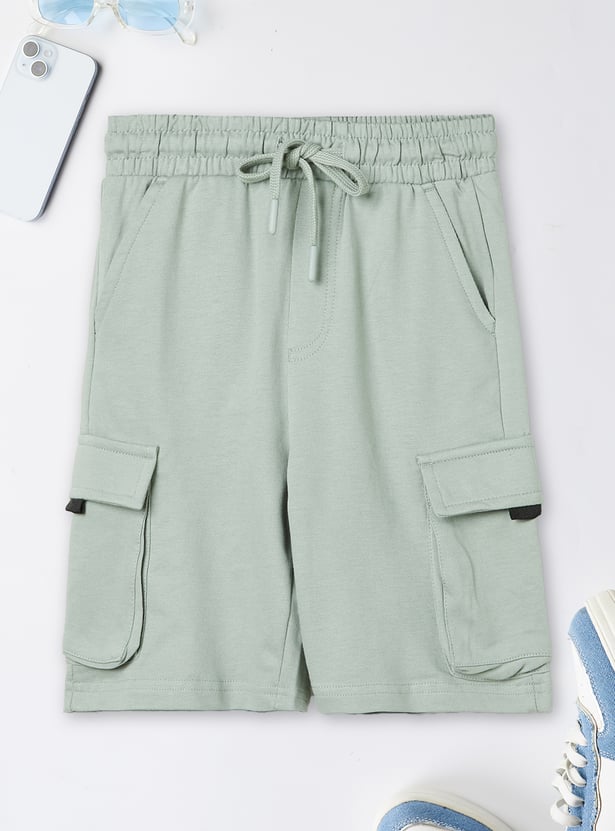 Boys Solid Cargo Shorts