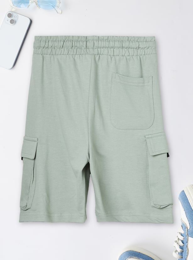 Boys Solid Cargo Shorts