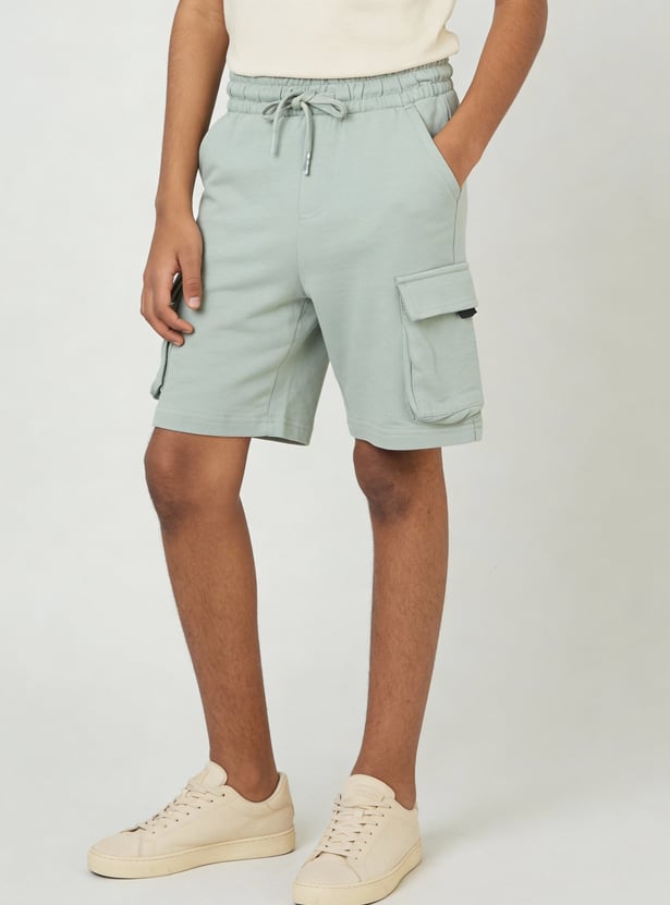 Boys Solid Cargo Shorts
