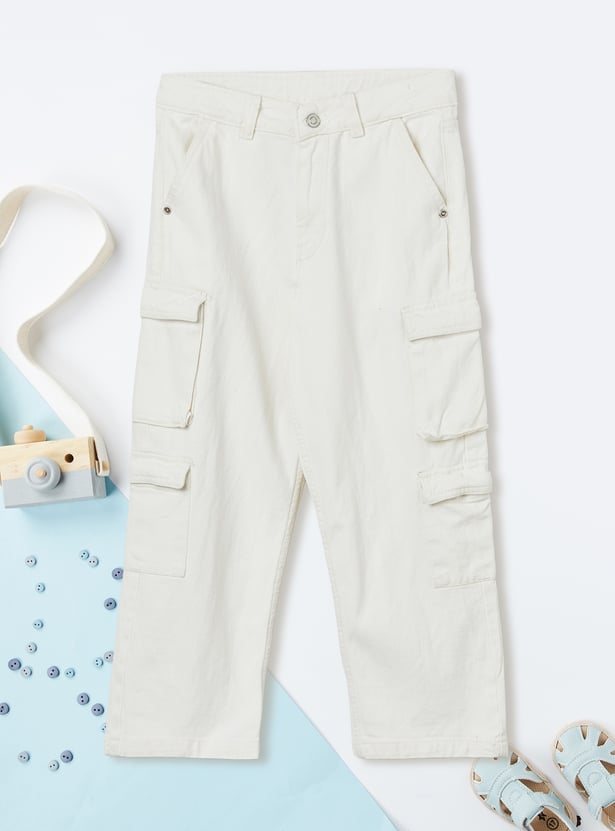 Boys Solid Cargo Jeans