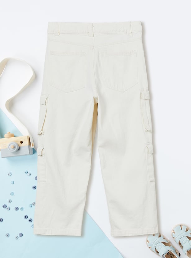 Boys Solid Cargo Jeans