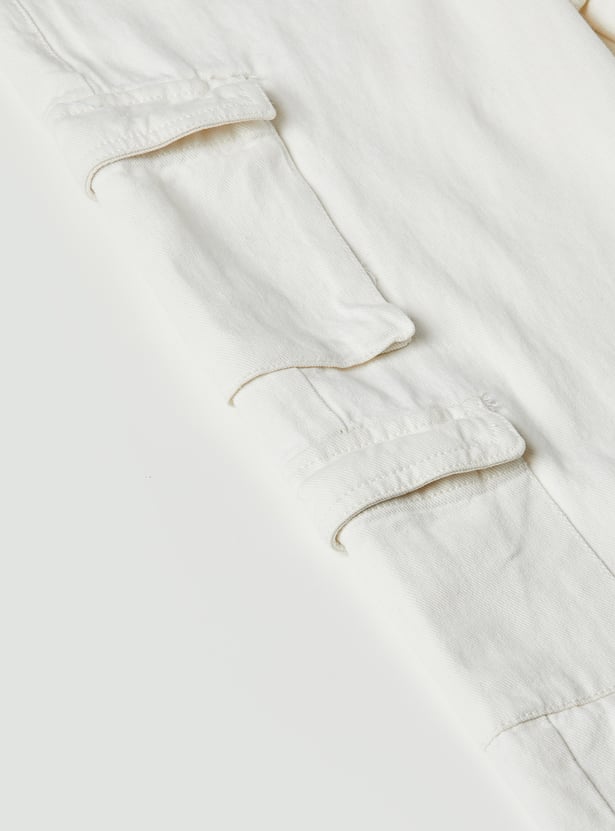 Boys Solid Cargo Jeans