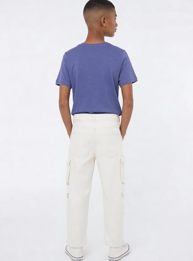 Boys Solid Cargo Jeans