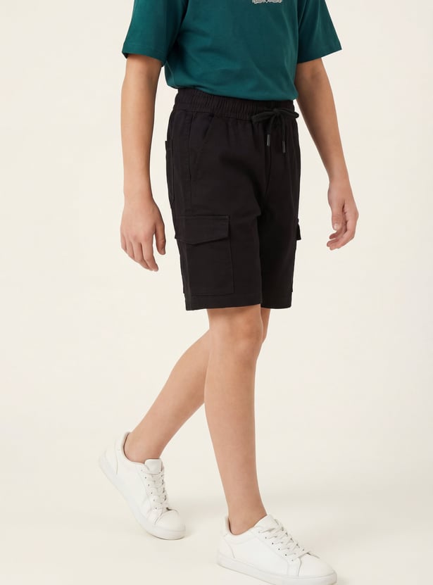 Boys Solid Cargo Shorts