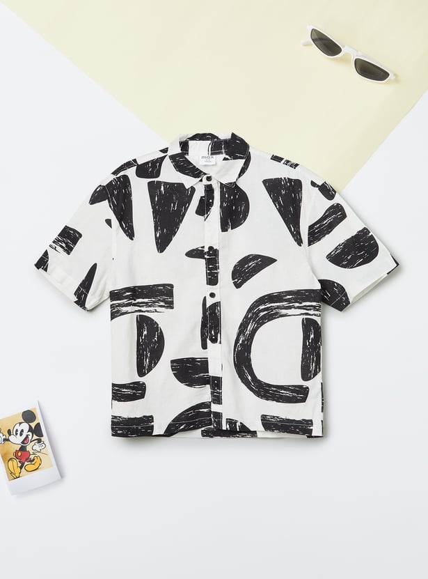 Boys Oversized Printed Shirt