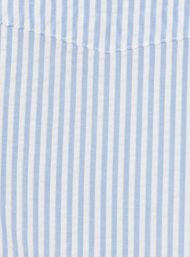 Girls Striped Seersucker Shirt Dress