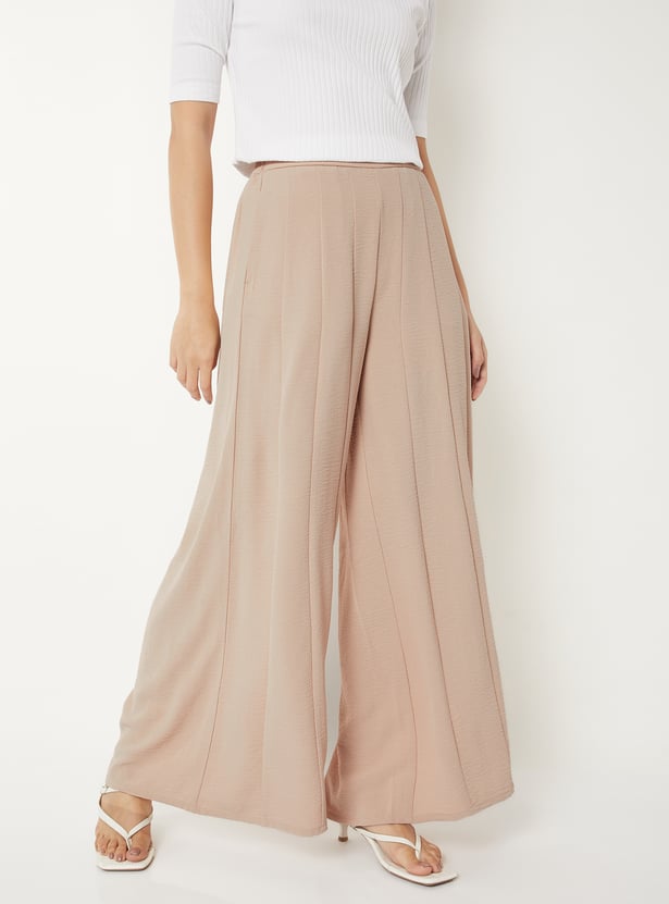 Women Panelled Flared Trousers