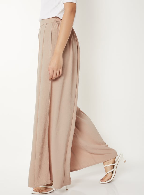 Women Panelled Flared Trousers