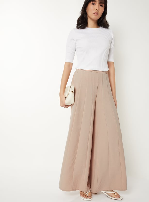 Women Panelled Flared Trousers