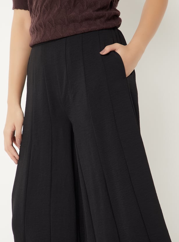 Women Panelled Flared Trousers