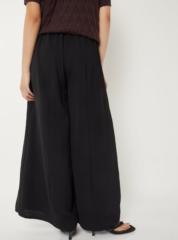 Women Panelled Flared Trousers