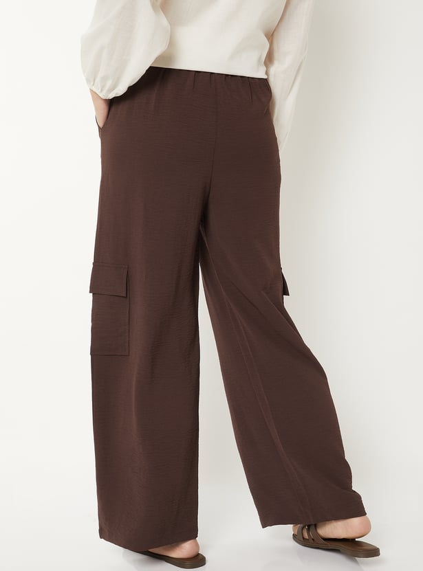 Women Solid Loose Fit Cargo Trousers