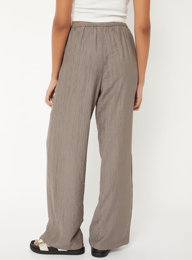 Women Textured Relaxed Fit Trousers