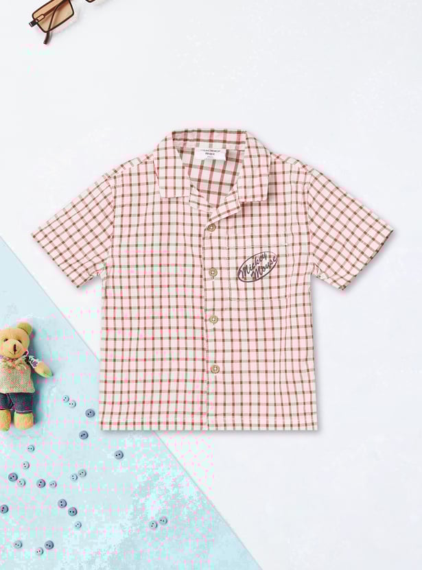Boys Mickey Mouse Checked Shirt