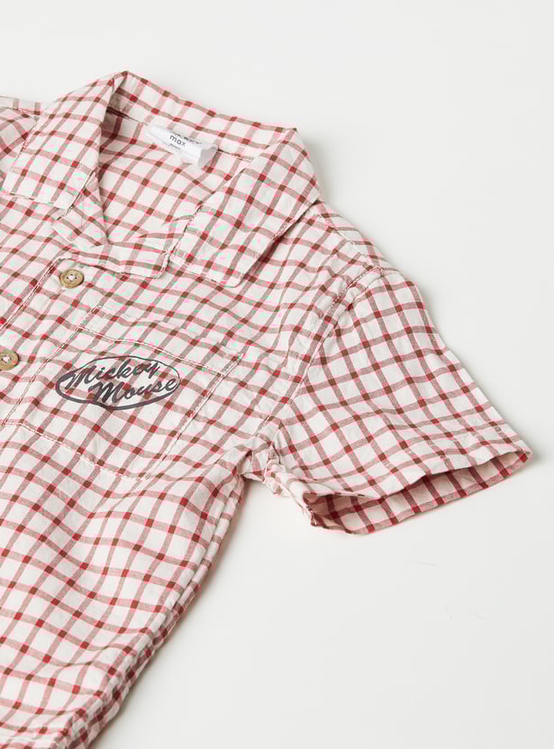 Boys Mickey Mouse Checked Shirt