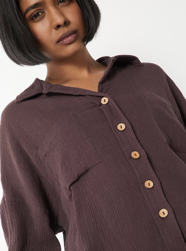 Women Textured PJ Set